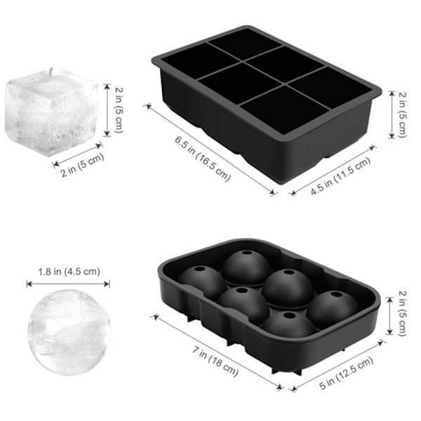 Svart silikon iskubrickor med lock set om 2 luktfri BPA-fri