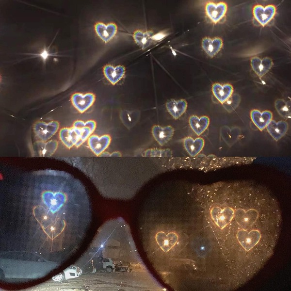 Hjertebriller Lysdiffraksjonsbriller 3D Hearts Creative Speci