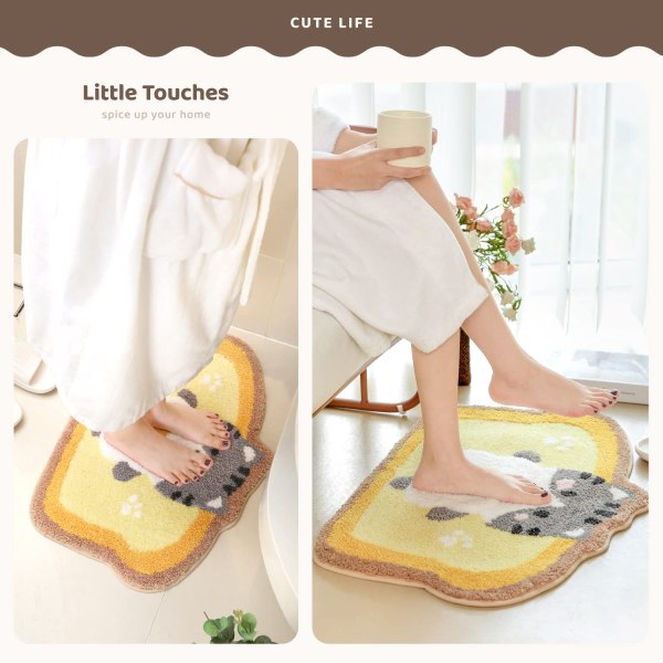 Toast skridsikker bademåtte blød vandabsorberende mikrofiber