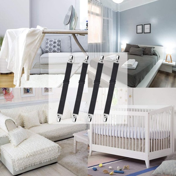 Sengeskærmclips, 4 stk. Justerbare sengestropper Heavy Duty Bed S