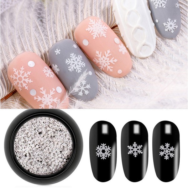 3 sets of Christmas decorations Snowflake nail glitter white