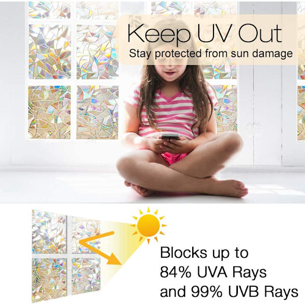 Kuvioitu ikkunakalvo 44,5x100CM Anti-UV koristeellinen liimakalvo