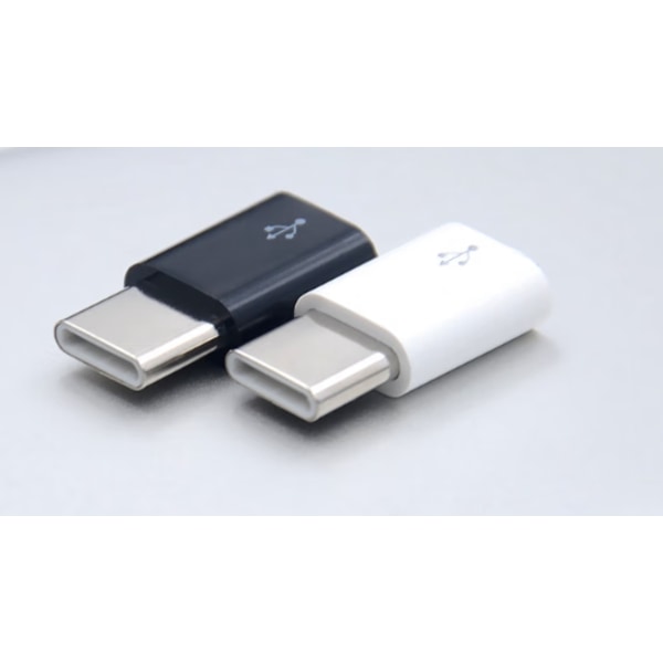 Hvid Sort 6 stk Micro USB til USB - C Konverter Head Type Android