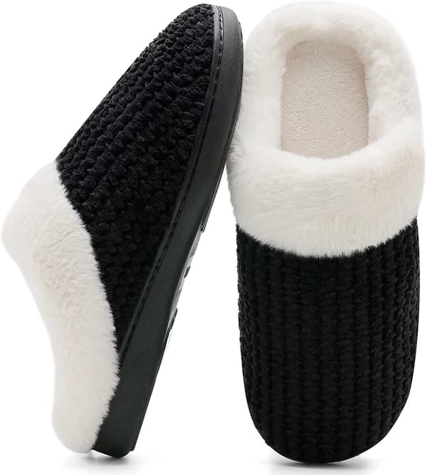 (svart) Vintertofflor Dam Memory Foam Tofflor Komfort Ull-