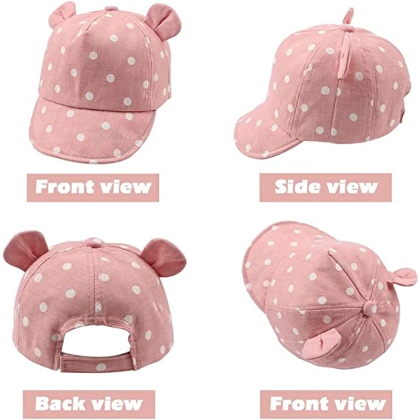 Rosa-Polka Bomull Baby Cap 12 till 24 Månader för Flicka Pojke Barn Su