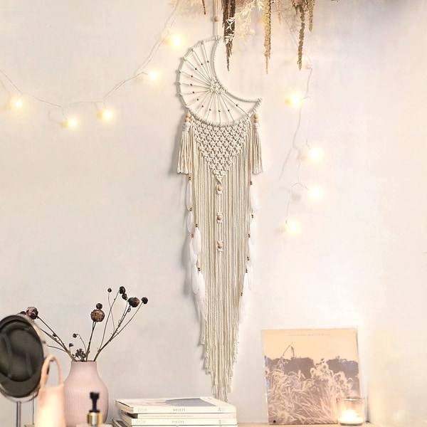 Dream Catcher Large Macrame Håndlaget Dream Catcher Feather Dream