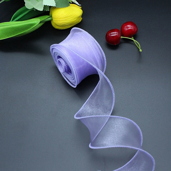 Organza Gavebånd til Gaveindpakning  1 Rulle 10 Yards Guld Håndværk Bue Fest Dekoration Emballage Bånd (Violet#, 40mm)