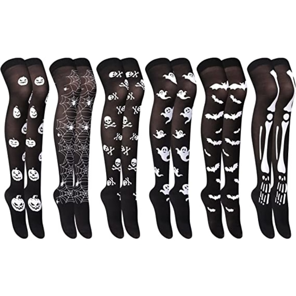 6 Pairs of Halloween Socks Novelty Halloween Thigh Thigh Stockin