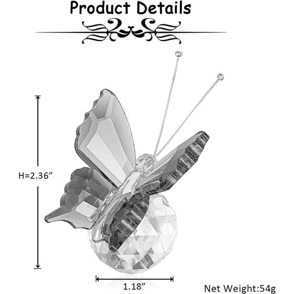 Pink Butterfly Dekoration med K9 Krystal Glas Facetteret Kugle