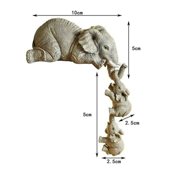 3 stk Elephant Sitter Håndfigurer Hengende Kant Ornament T