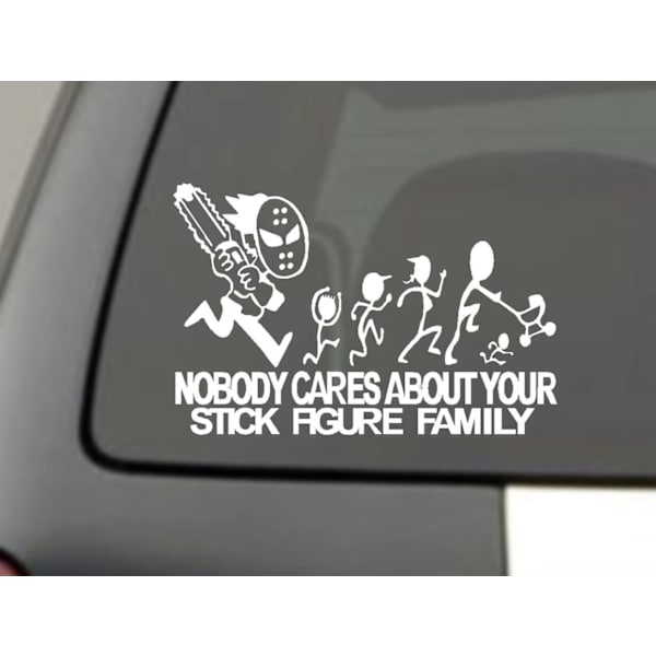 2 st motorsågsdekaler Ingen bryr sig om DIN STICK FIGUR FAMILJ