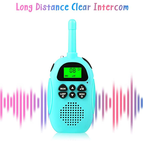 Uppladdningsbar Walkie Talkie 2-pack (Blå), Barn 3 km Lång Räckvidd
