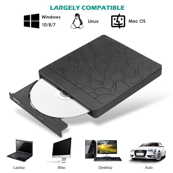 USB 3.0 Ekstern CD/DVD-drev USB 2.0/Type-c