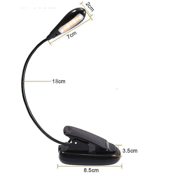 Oppladbar 14 LED boklys, klips på sengelese lys, M