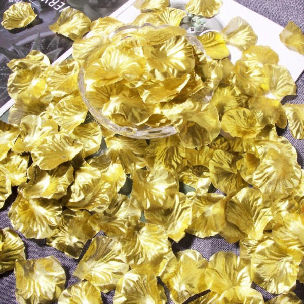 2000 kunstige rosenblade - guld, til Valentinsdag ægteskab