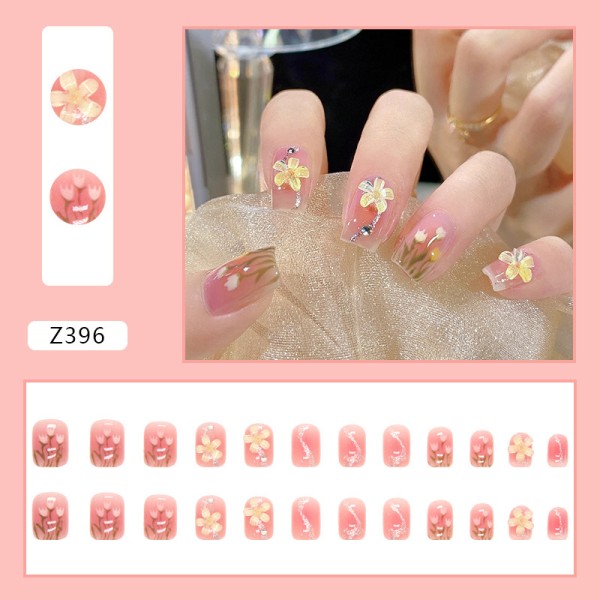24 stk. Pudder Blush (limtype) Falske negler, Fransk manikyr
