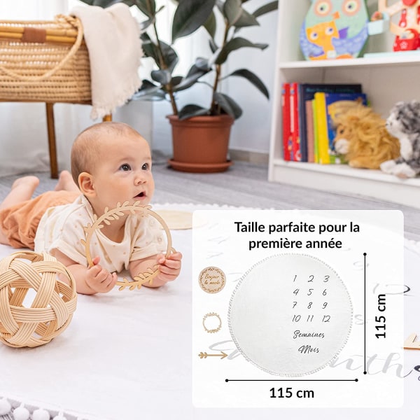 1 fransk teppe til baby-Rund måne baby fotomadrass gutt, gi f49b | Fyndiq