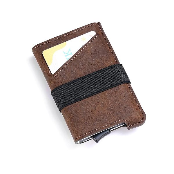 Business Id Bank Cardholder Mini Pu Lær Rfid Blokkering Wa