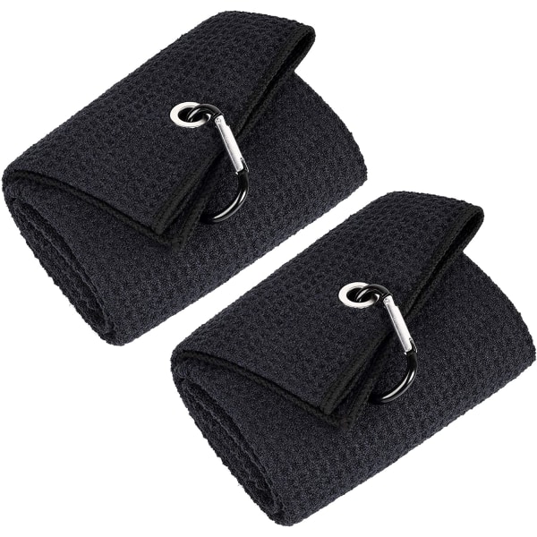 2 Pack Premium Microfiber Cloth Golf Towel with Waffle Design