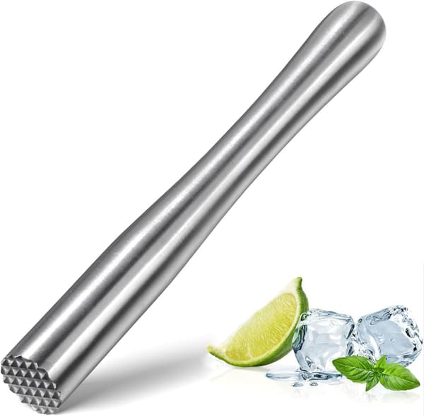 Ismuddler, 22,5 cm cocktailmuddler i rustfritt stål for knusing av isbiter Mojito Kjøkken Bar Restaurant