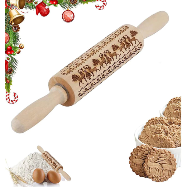 Engraved Rolling Pin,Christmas Pattern Rolling Pin,Pattern Rolli