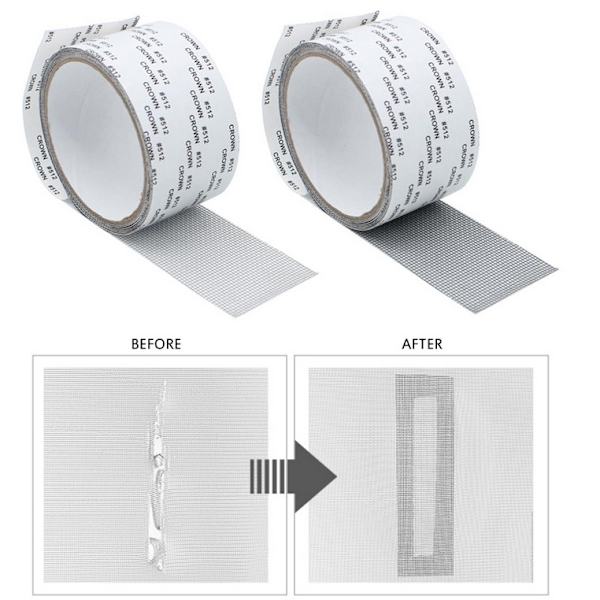 2 stk. Vindue Skærm Reparation Grå Kit Tape, 2x80'' Stærk Klæbemiddel