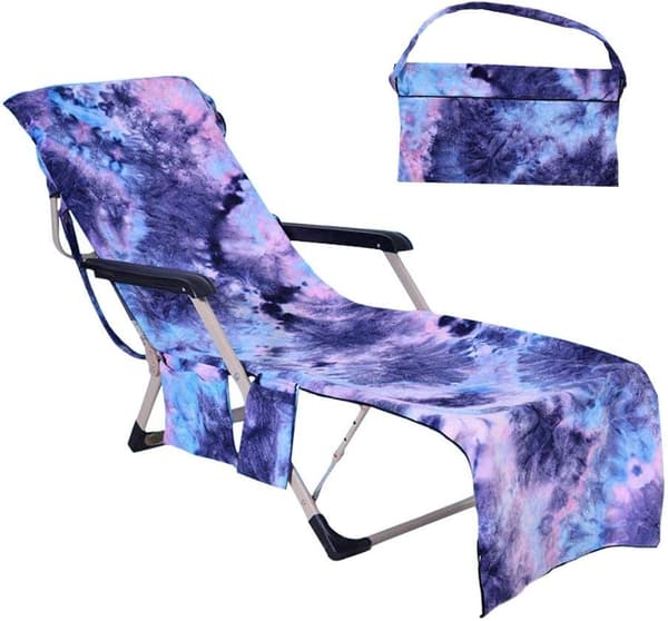Mikrofiber Strandstolsöverdrag med Förvaringsfickor (B)