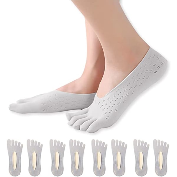 4 Pairs Toes Socks For Women 5 Toes Unexposed Non-Slip Socks Low