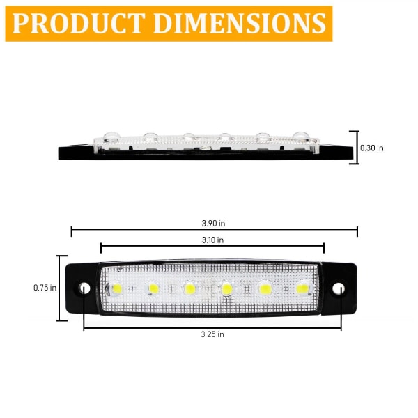 10x Marine Båt 6 LED Lampa Kabin Däck Hövlighetsljus Akter T