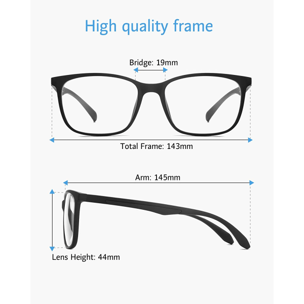 Sort blå lysblokerende briller Letvægtsbrillestel F
