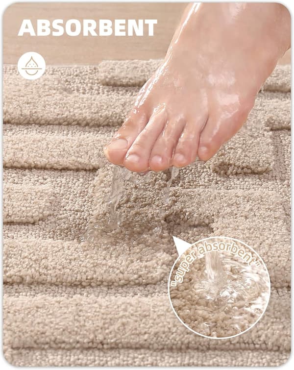 Sklisikker badematte 40x60cm Beige, absorberende og vaskbart baderom Khaki