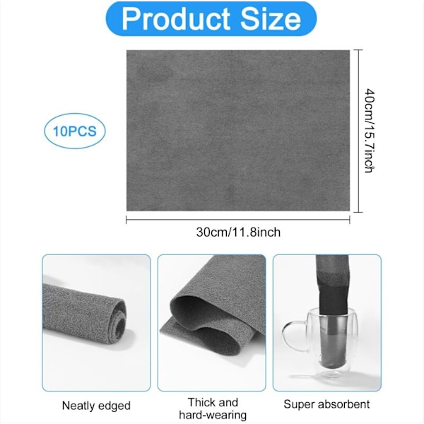 10 kpl Magic Thick Mikrokuitu Puhdistusliinat 40 x 30 cm Raidoitta Reusable Mikrokuituliinat Keittiölle Olohuoneelle
