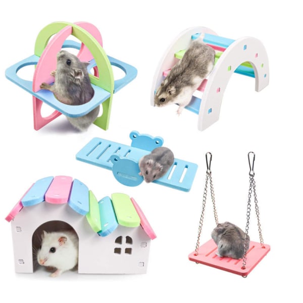 1 x hamsterlegetøj, blå gynge, klatre- og legetøj, aktivitet