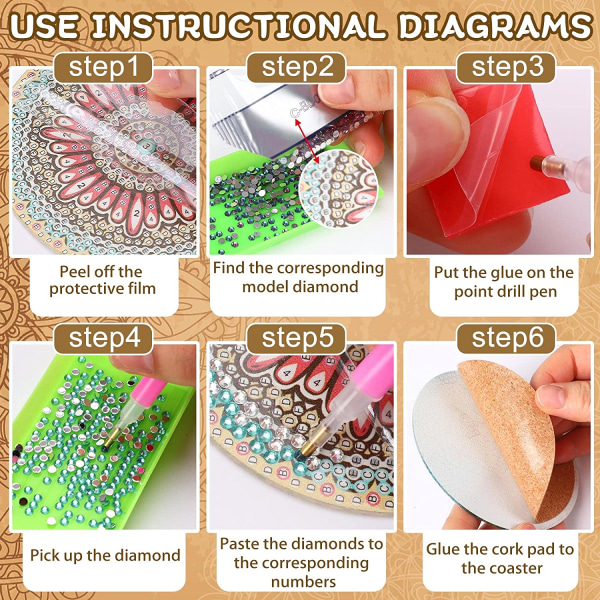 8 Stk diamantmalerisker til drinks DIY Life Coaster Diam