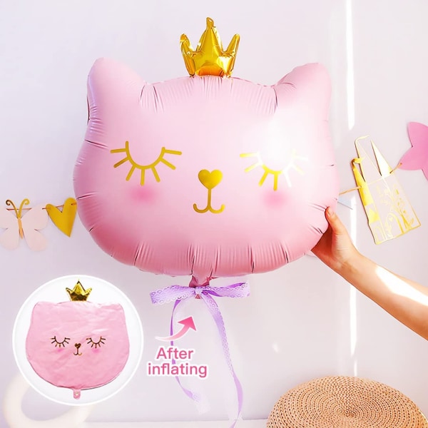Katteballonger, 5 stk Kattunger folieballong, sort kattehodeform Ba