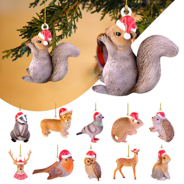 5 joulueläintä orava siili riipus joulukuusi