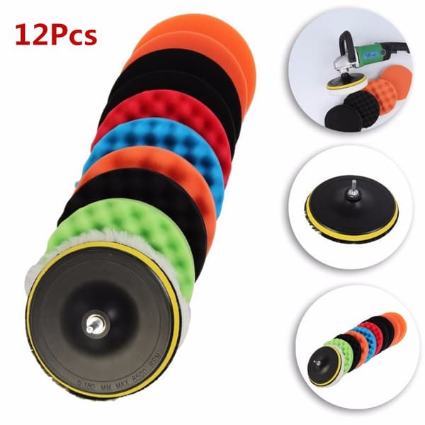7 \"12 stk bilpolering og voksing svampdisk polering whee