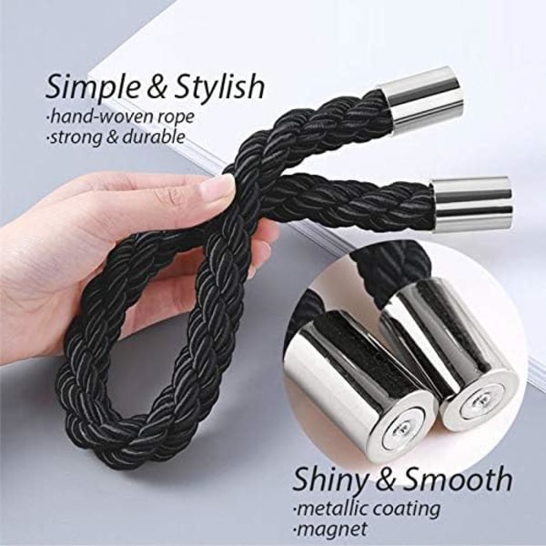 2 Pack musta vahva magneettinen verho solmiot Modern Simple Sty