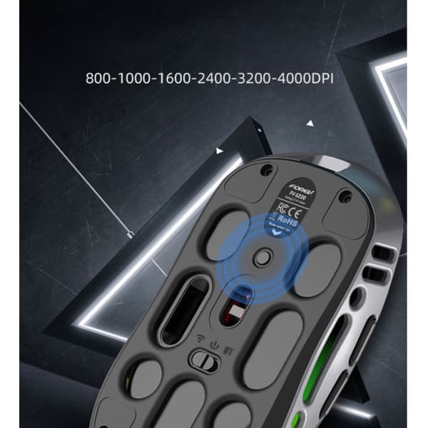 Trådløs Bluetooth-mus, 2.4G, Dobbel Bluetooth, 4000DPI, Sølv