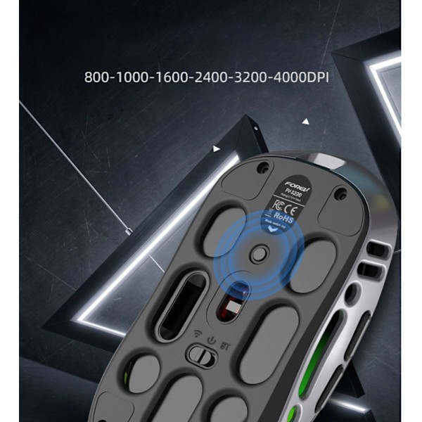 Trådlös Bluetooth-mus, 2.4G, Dubbel Bluetooth, 4000DPI, Grå