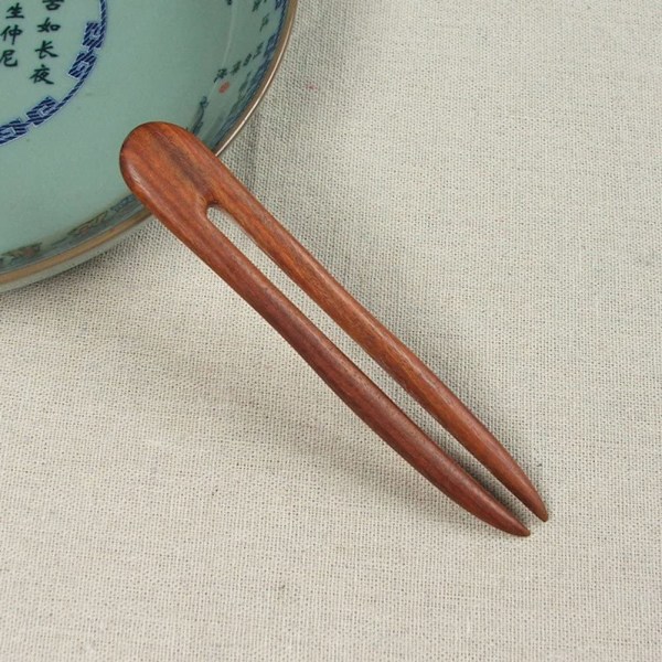 3 stk. U-formet hårpinne i tre, retro hårnål for kvinner (15 cm)