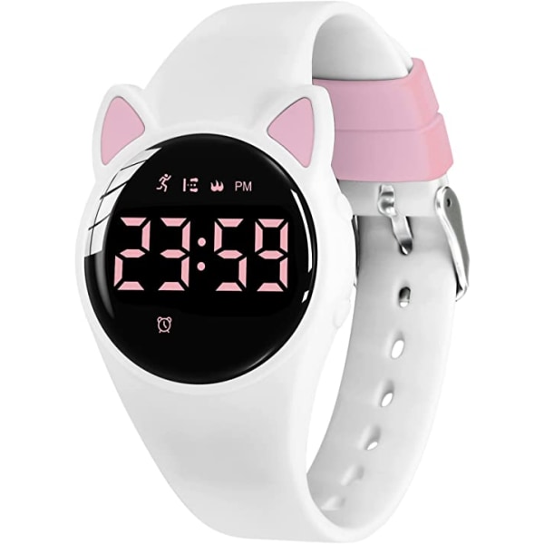 vit rosa watch, liten watch för flickor, digital fitnes
