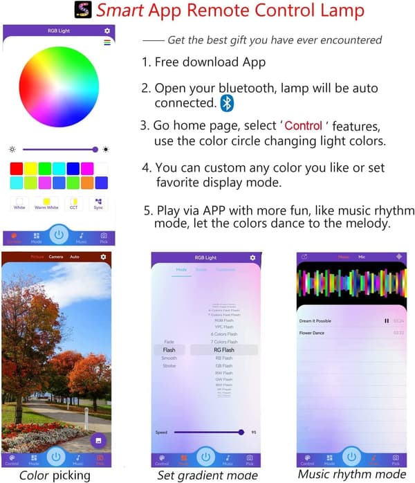 3D optisk illusjonslampe Telefon APP Bluetooth fjernkontroll Inte