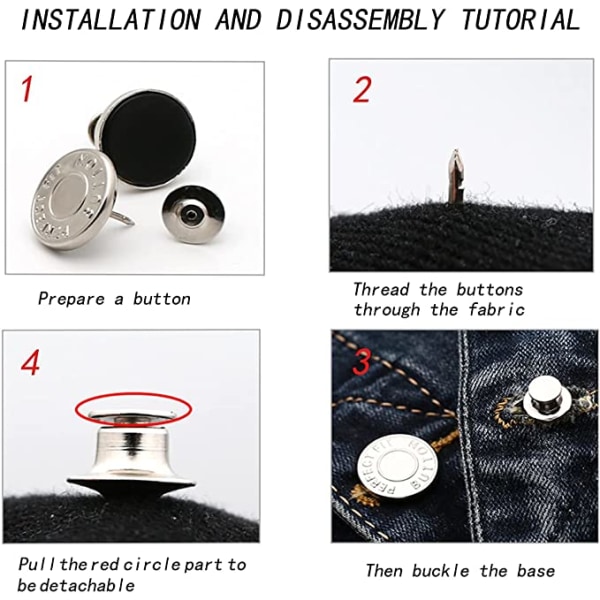 10 kappaletta farkkujen nappeja, 17 mm irrotettava metalli DIY-nappi, säädä