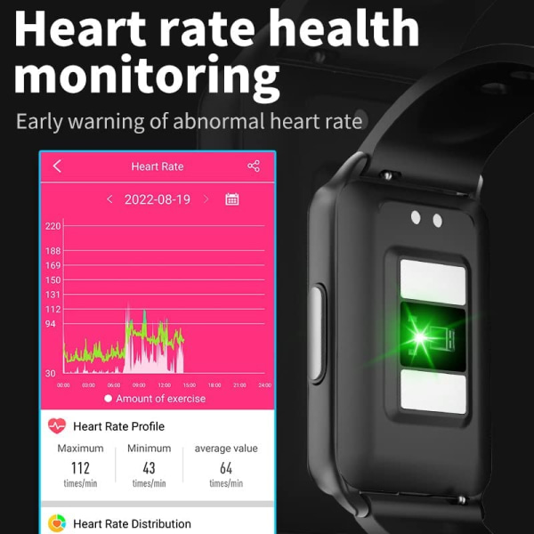 EP02 Blodsukker Smartklokke EKG+PPG HRV Hjertefrekvens Temp