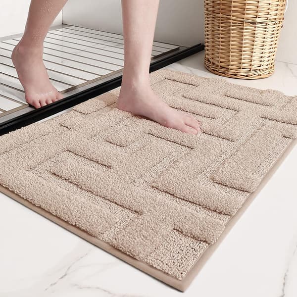 Sklisikker badematte 40x60cm Beige, absorberende og vaskbart baderom Khaki