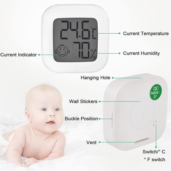 6 stk. Mini Indendørs Termometer Hjem-Digital Hygrometer Termometro Funktion ℃ / ℉, Temperaturmonitor Hjem Termometer -50℃