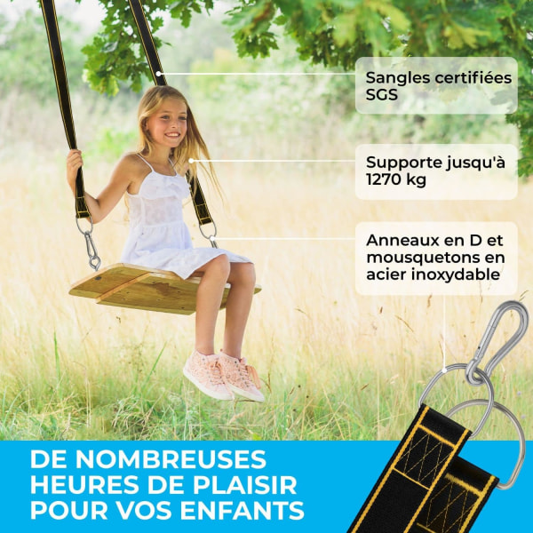 3m Swing Strap Kit – Heavy Duty, Hængekøjsstropper, 2 x Stropper, Hurtig og nem metode til at hænge enhver gynge