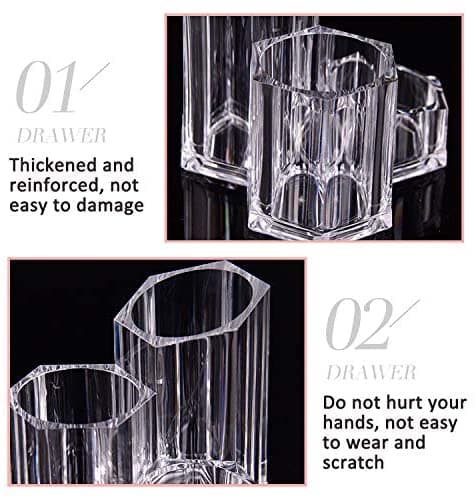 Makeup Organizer Brush Holder Akryl 3 Sektioner Kosmetisk Förvaring