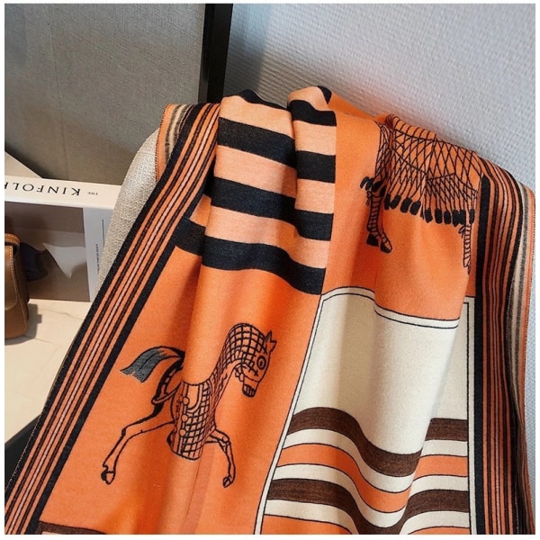 Vinter Pashmina Sjal Skjerf for Kvinner Lang Stor Tykk Varm Reversibel Skjerf (oransje)